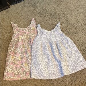 Girls Floral Bow-Shoulder Sundress in Pink and Light Blue